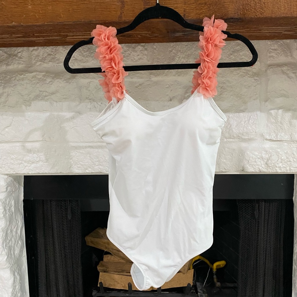 Pink/peach Ruffle strap one piece - Picture 3 of 3